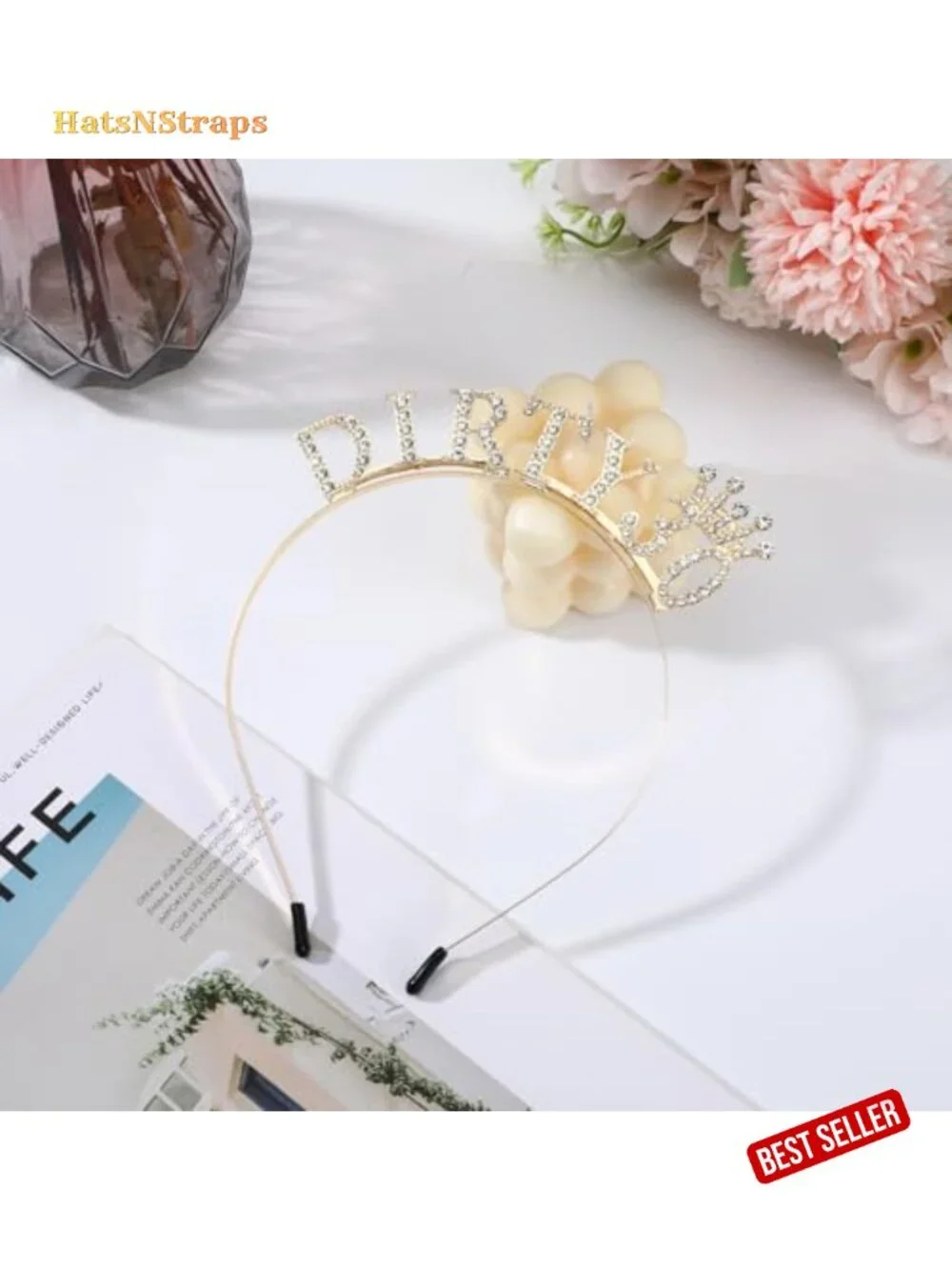 Sparkling 30th Birthday Crown Headband with Rhinestones - Party Headwear
